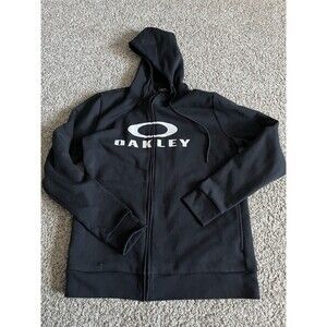 Oakley Bark FZ Hoodie 2.0 Full Zip Sweatshirt Black/White Men's Size Small